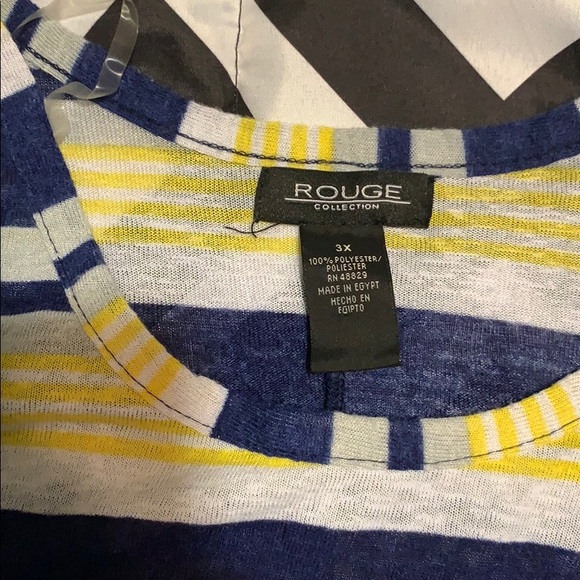 Gray blue yellow and white striped shark bite top - Picture 3 of 3